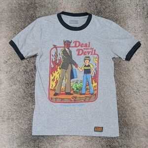 Steven Rhodes Deal With The Devil Ringer Tee Grey Small